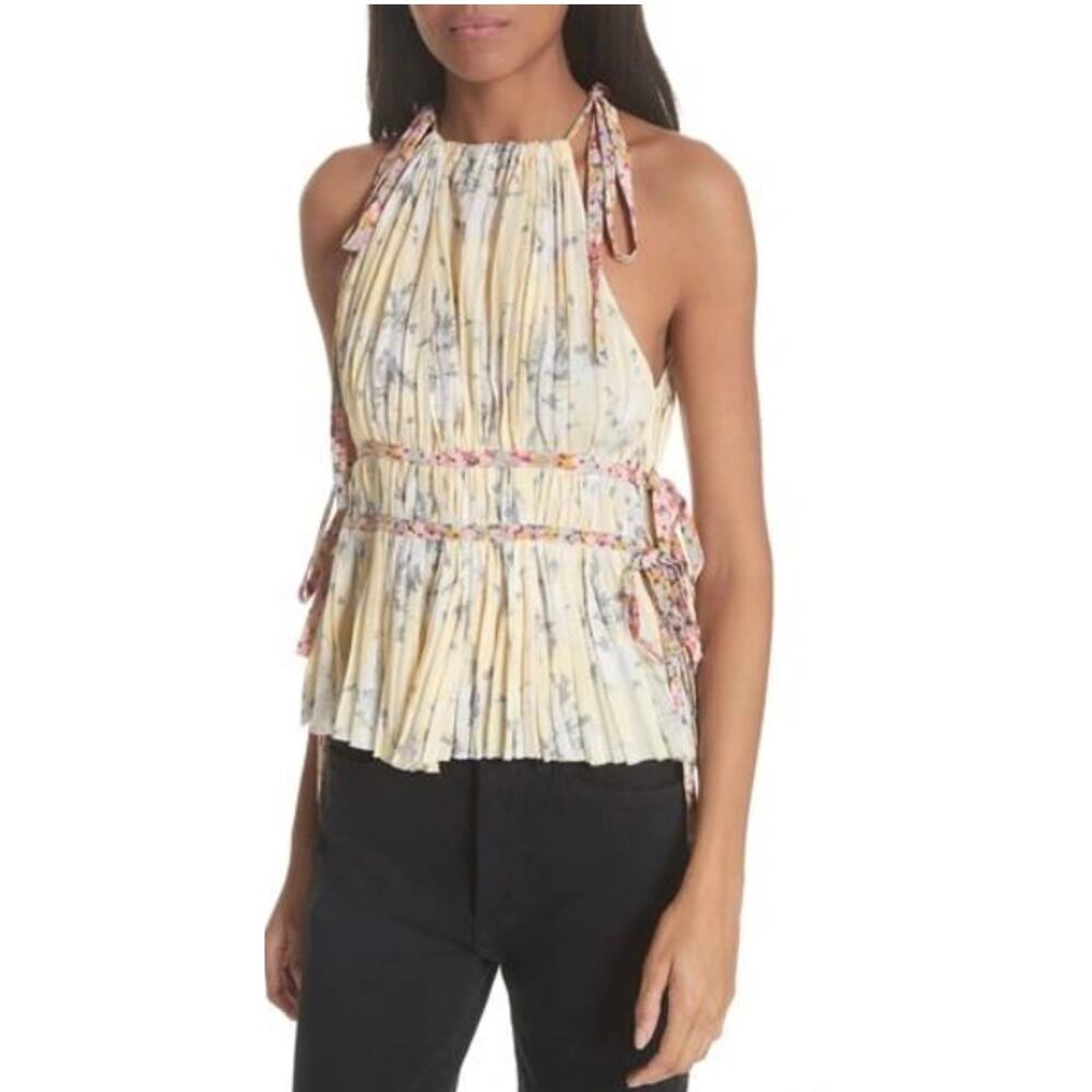 NWOT Rebecca Taylor Lemon Rose Pleat Top Size 0 $295